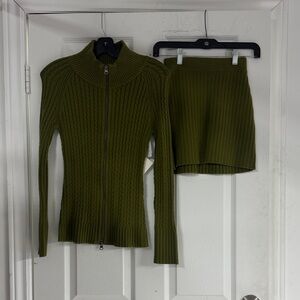 Cable Knit Green Sweater Set